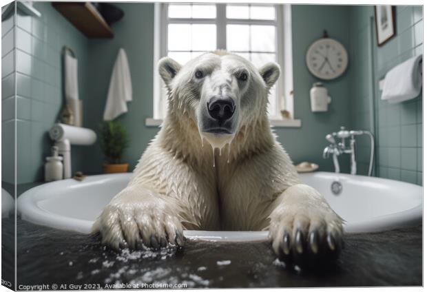 Polar Bear Bath Canvas Print by Craig Doogan Digital Art