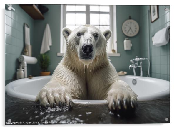Polar Bear Bath Acrylic by Craig Doogan Digital Art