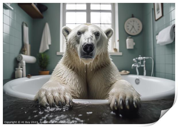 Polar Bear Bath Print by Craig Doogan Digital Art