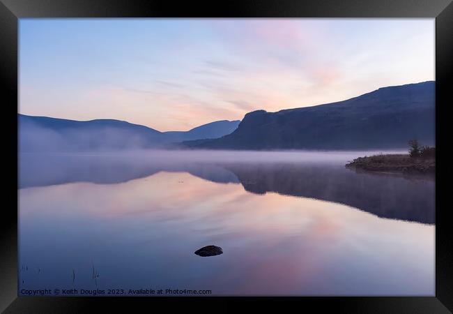 Early morning mist on Derwent Water Framed Print by Keith Douglas