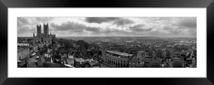 Lincoln City Panorama in Black and White Framed Mounted Print by Tim Hill