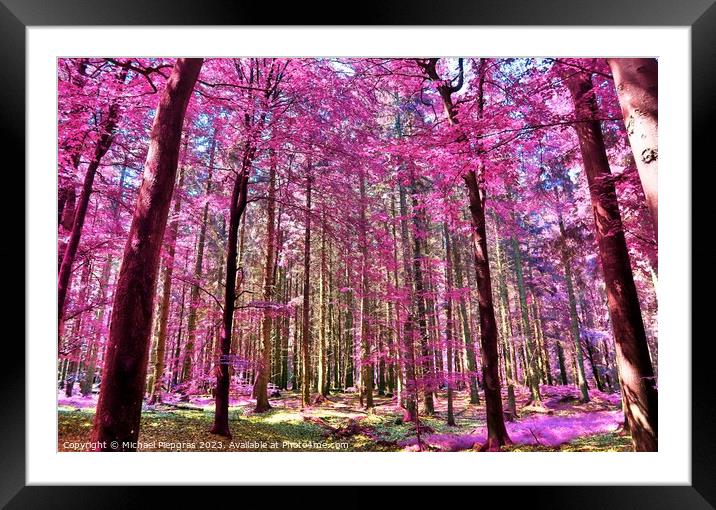 Beautiful pink and purple infrared panorama of a countryside lan Framed Mounted Print by Michael Piepgras