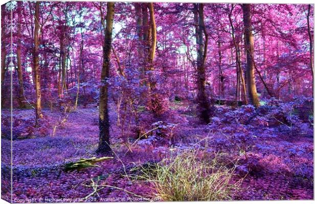 Beautiful pink and purple infrared panorama of a countryside lan Canvas Print by Michael Piepgras