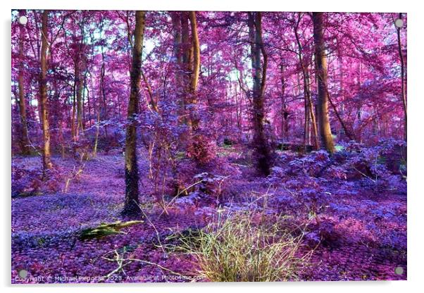 Beautiful pink and purple infrared panorama of a countryside lan Acrylic by Michael Piepgras