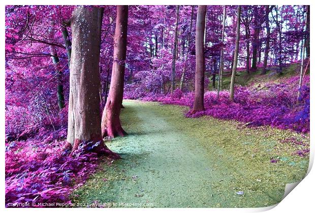 Beautiful pink and purple infrared panorama of a countryside lan Print by Michael Piepgras