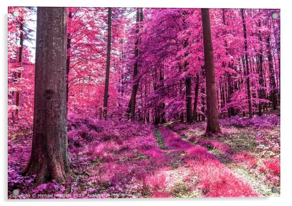 Beautiful pink and purple infrared panorama of a countryside lan Acrylic by Michael Piepgras