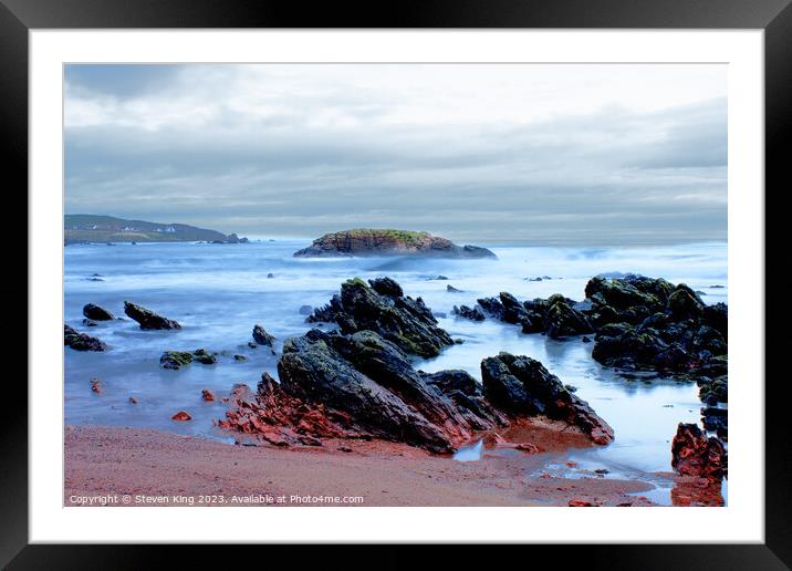 Red Rocks at Coldingham Scotland Framed Mounted Print by Steven King