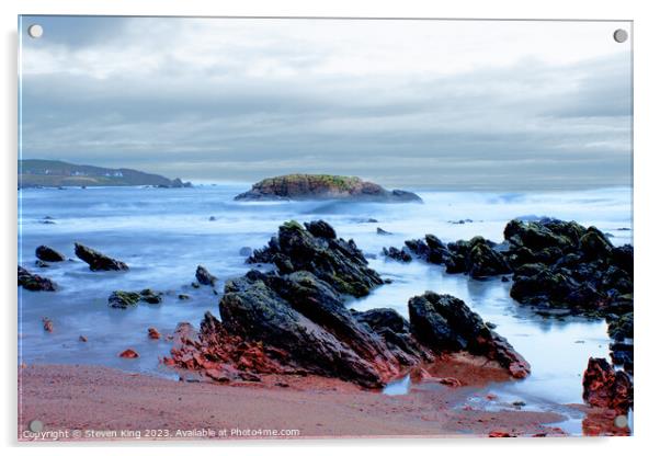 Red Rocks at Coldingham Scotland Acrylic by Steven King