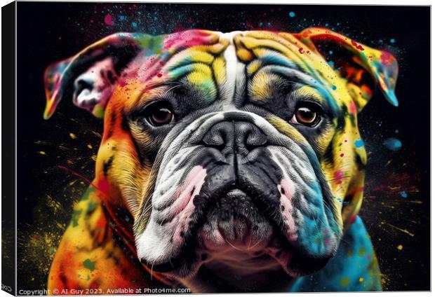 Bulldog Colur Splash Canvas Print by Craig Doogan Digital Art