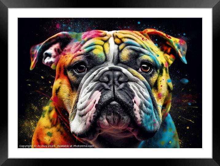 Bulldog Colur Splash Framed Mounted Print by Craig Doogan Digital Art