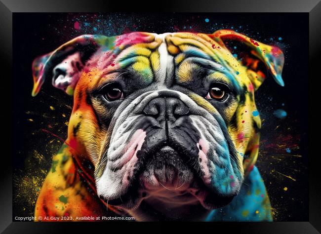 Bulldog Colur Splash Framed Print by Craig Doogan Digital Art