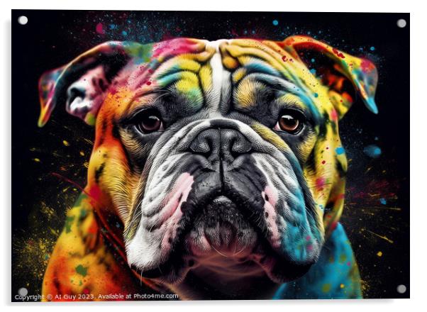 Bulldog Colur Splash Acrylic by Craig Doogan Digital Art
