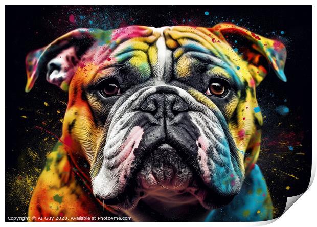 Bulldog Colur Splash Print by Craig Doogan Digital Art