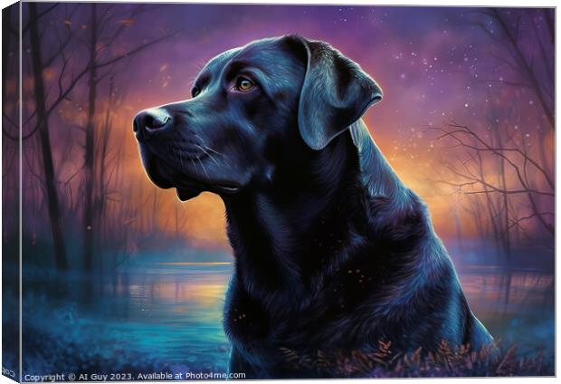 Black Labrador Painting Canvas Print by Craig Doogan Digital Art