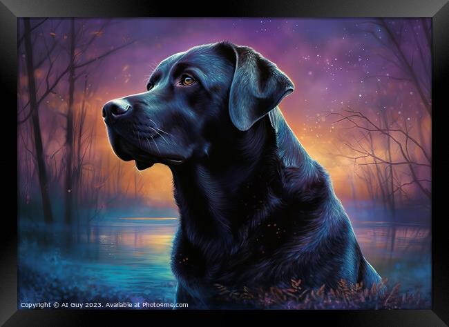 Black Labrador Painting Framed Print by Craig Doogan Digital Art