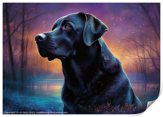 Black Labrador Painting Print by Craig Doogan Digital Art