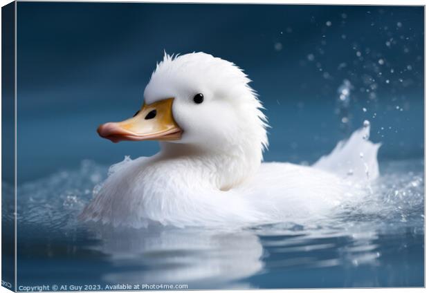 White Duck on Water Canvas Print by Craig Doogan Digital Art