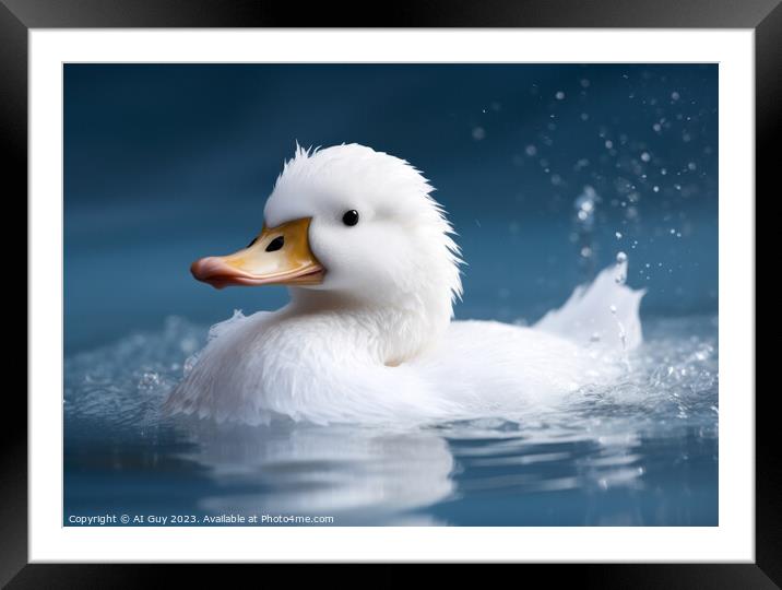 White Duck on Water Framed Mounted Print by Craig Doogan Digital Art