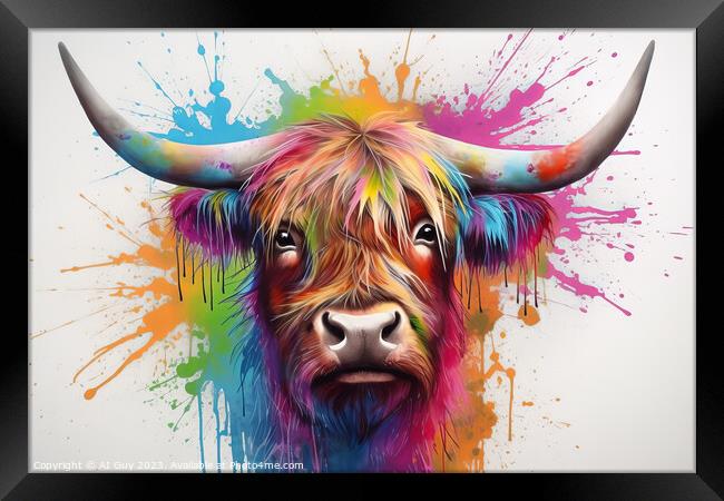 Highland Cow Colour Splash Framed Print by Craig Doogan Digital Art