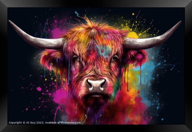 Highland Cow Colour Splash Framed Print by Craig Doogan Digital Art