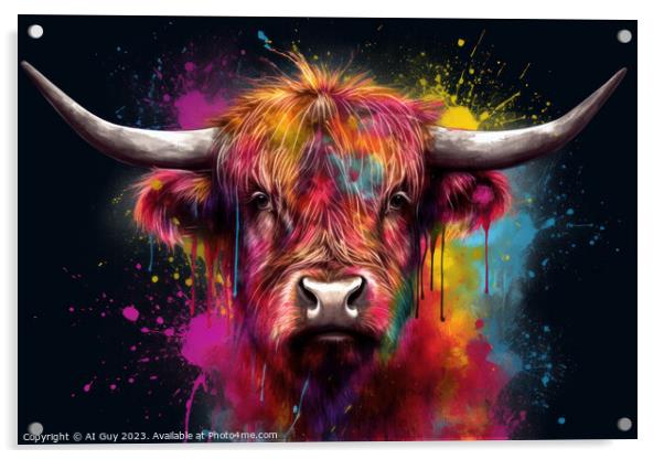 Highland Cow Colour Splash Acrylic by Craig Doogan Digital Art