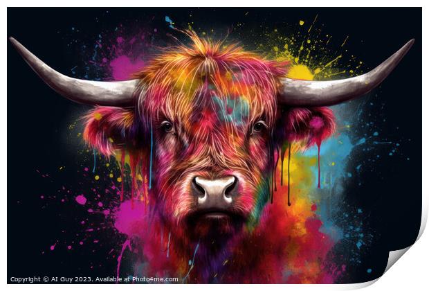 Highland Cow Colour Splash Print by Craig Doogan Digital Art