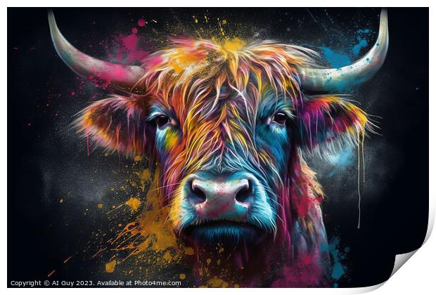 Highland Cow Colour Splash Print by Craig Doogan Digital Art