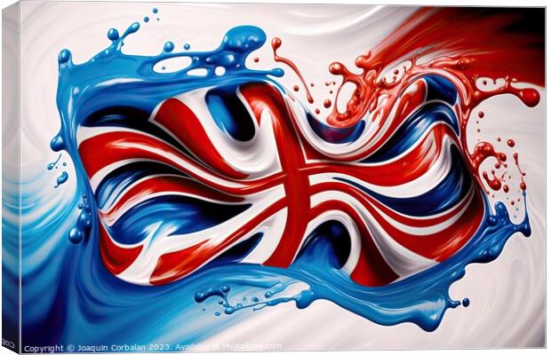 United Kingdom flag drawn with liquid paint fade.  Canvas Print by Joaquin Corbalan