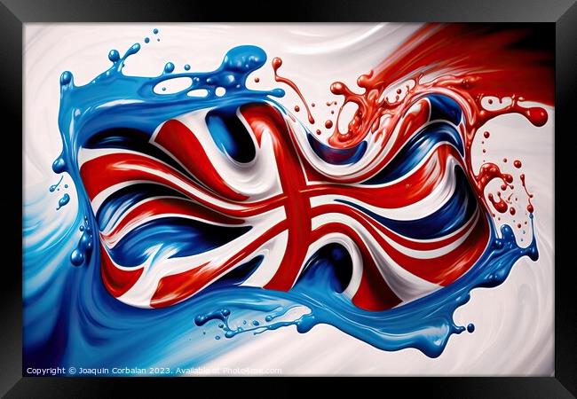 United Kingdom flag drawn with liquid paint fade.  Framed Print by Joaquin Corbalan
