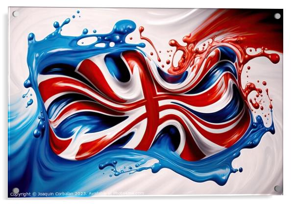 United Kingdom flag drawn with liquid paint fade.  Acrylic by Joaquin Corbalan