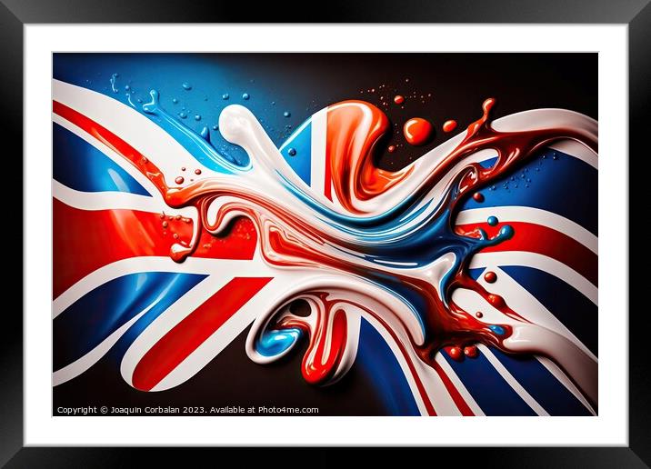 United Kingdom flag drawn with liquid paint fade. AI generated. Framed Mounted Print by Joaquin Corbalan