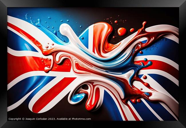 United Kingdom flag drawn with liquid paint fade. AI generated. Framed Print by Joaquin Corbalan