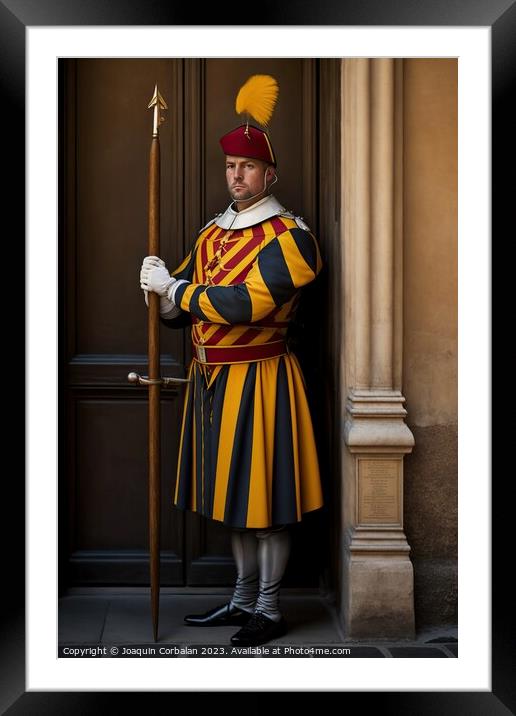 Representation of the guards of the Swiss guard of the Vatican,  Framed Mounted Print by Joaquin Corbalan
