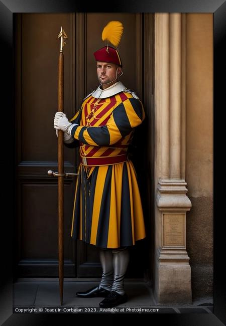Representation of the guards of the Swiss guard of the Vatican,  Framed Print by Joaquin Corbalan
