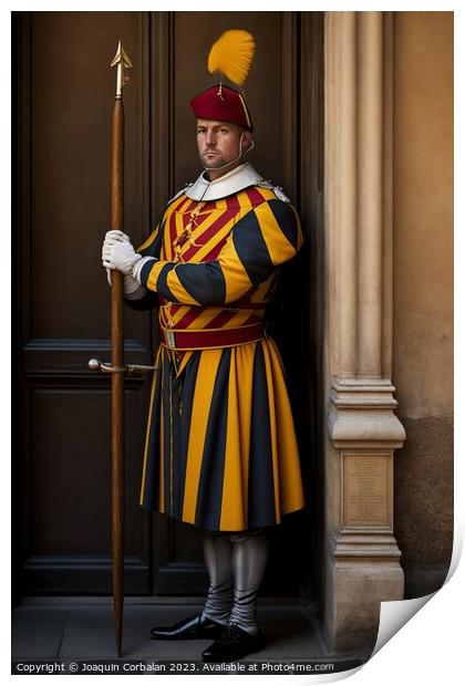 Representation of the guards of the Swiss guard of the Vatican,  Print by Joaquin Corbalan