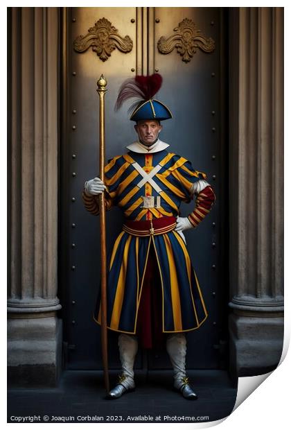 Representation of the guards of the Swiss guard of Print by Joaquin Corbalan