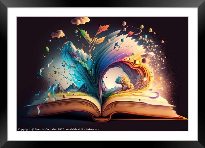 Books are a source of inspiration and imagination. Ai generated. Framed Mounted Print by Joaquin Corbalan