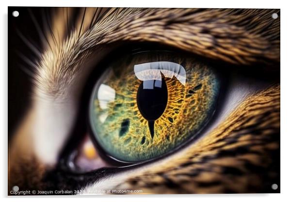 Close-up of the eye of a feline like a cat. Ai generated. Acrylic by Joaquin Corbalan