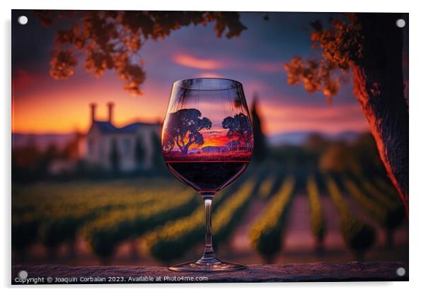 Relaxing moment with a glass of rosé wine at sunset in a Europe Acrylic by Joaquin Corbalan