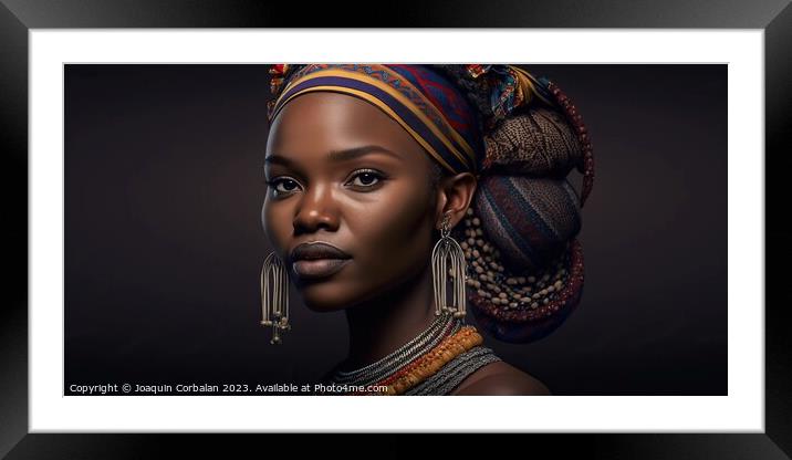 African woman posing with her traditional tribal dress, ancestra Framed Mounted Print by Joaquin Corbalan