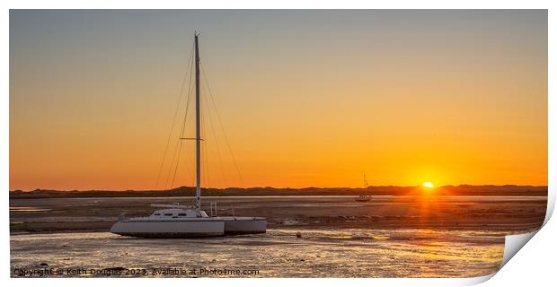 Boats moored at Ravenglass at Sunset Print by Keith Douglas