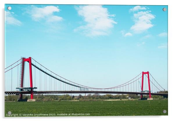 Bridge in Emmerich am Rhein Germany Acrylic by Veronika Druzhnieva