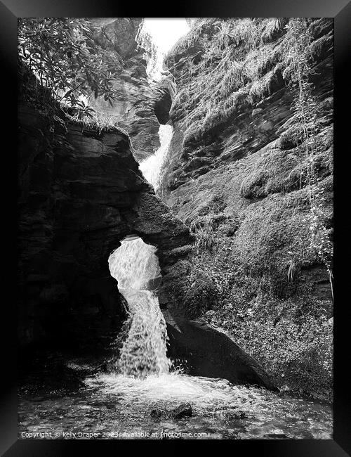 St Nectans Glen waterfall Framed Print by kelly Draper