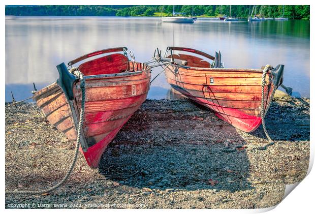 Rowing boat at Ambleside Print by Darrell Evans