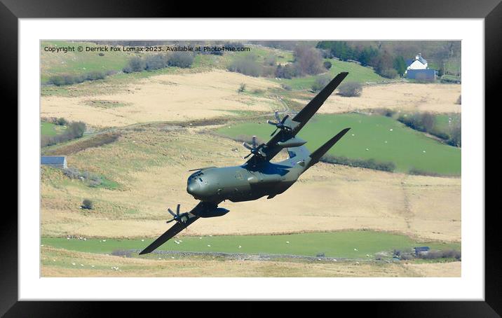 Spectacular RAF C130J Soaring Through Mach Loop Framed Mounted Print by Derrick Fox Lomax