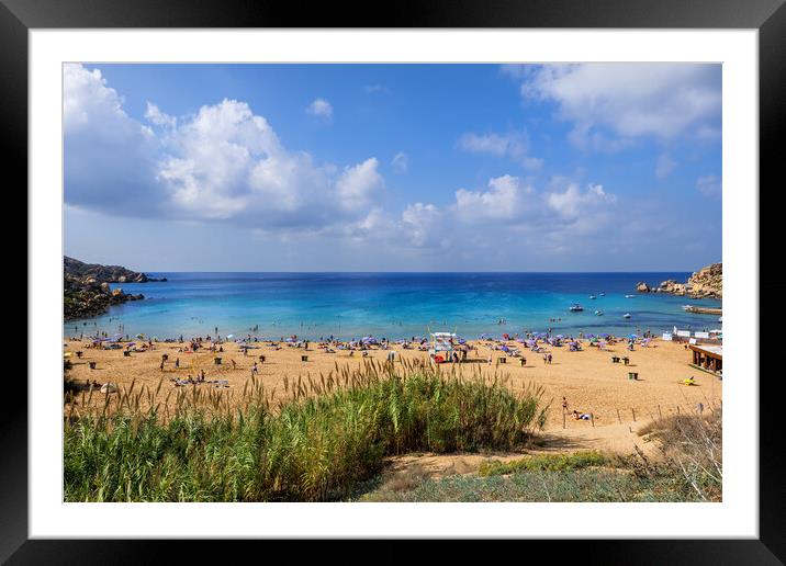 Golden Bay And Beach In Malta Framed Mounted Print by Artur Bogacki
