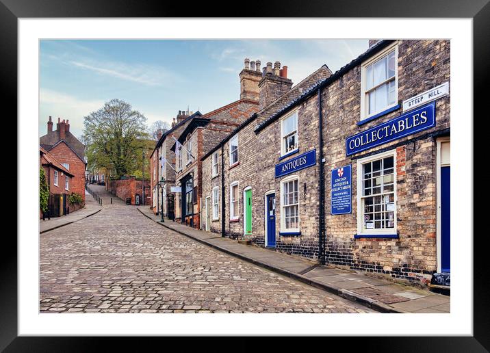 Steep Hill in the city of Lincoln Framed Mounted Print by Tim Hill