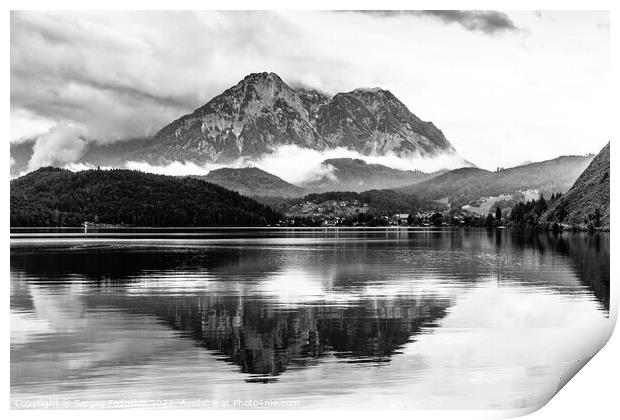 Lake and mountains.  Print by Sergey Fedoskin