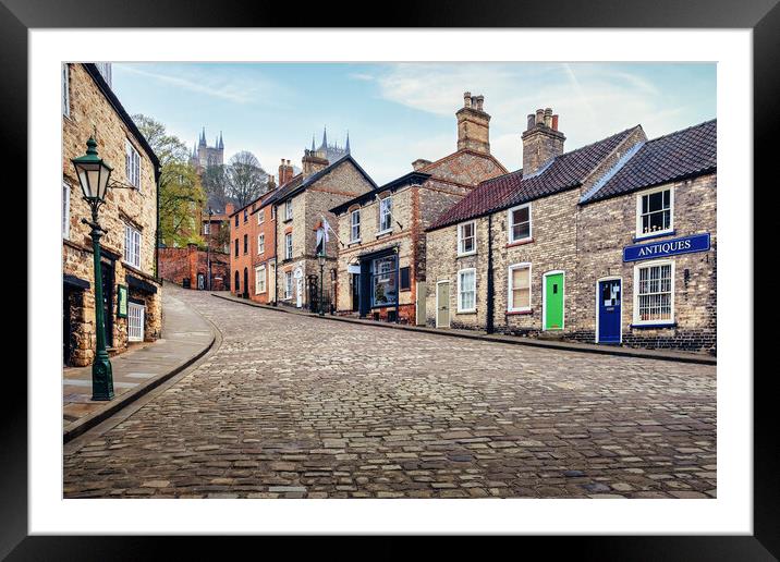 Majestic Lincoln Cathedral from Steep Hill Framed Mounted Print by Tim Hill