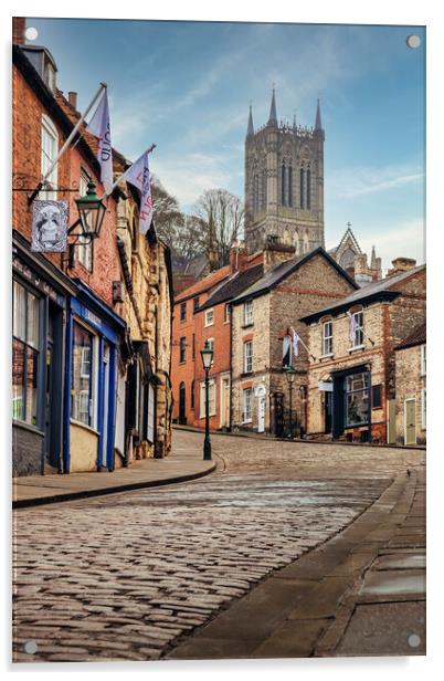 Lincoln Cathedral from Steep Hill Acrylic by Tim Hill